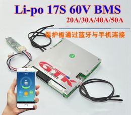 17S 60V 20A 30A 40A 50A intelligent lithium li-po balance BMS with communication UART android Bluetooth App power display