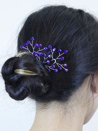 Headpieces Romantic Blue Rhinestones Hairpins Handmade Fascinator Tiaras Wedding Hair Ornaments Festival Head Jewelry 3PCS Bridal Hairclips