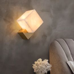 Bedroom bedside lamp jade creative modern minimalist home study living room light luxury decorative copper wall lamp