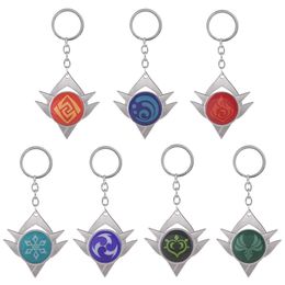 1pc Genshin Impact Cosplay Keychain Double-sided Klee Venti Paimon Keyring God of Eye Key Holder Gifts Fashion Charms Trinkets Y0728