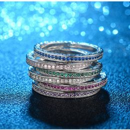 Wedding Rings 2021 Trendy Heart Hollow For Women Blue Green Pink Red Purple Color Zircon Party Gift Jewelry Wholesale
