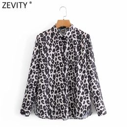 Women Vintage Leopard Print Casual Smock Blouse Office Lady Retro Single Breasted Shirts Chic Blusas Tops LS7529 210416