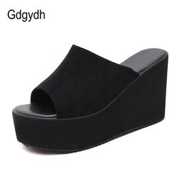 Gdgydh verão deslizamento em cunhas sandálias plataforma salto alto moda dedo do pé aberto senhoras sapatos casuais confortável promoção venda k78