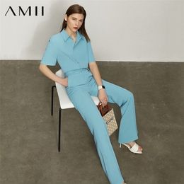 Amii Minimalism Summer Women Shirt Pant Sold Separately Office Lady Elegant Blouse High Waist Wide Leg Pants For 12140190 220315