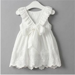 Summer Girls' Dress Pure White Temperament Embroidery Casual Sleeveless Party Princess Children'S Baby Kids Girls Clothing 210625