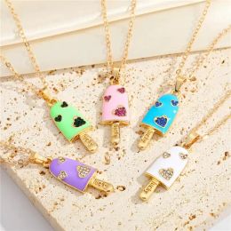 Pendant Necklaces 1 Pcs Lucky Heart Cream For Women Christmas Gift Jewellery Trendy Cartoon Cute Candy Colour Choker Clavicle Chain