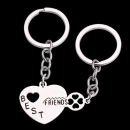 Couple Best Friends Keychain key Heart Shape High Quality Stainless Steel Key Rings for Men Gift for Friend Drop Shipping