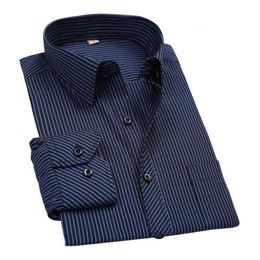Plus Size 8XL 7XL Men Shirt s Business Casual Long Sleeved Slim Fit s Striped Dress Work Social DS022 210721