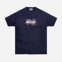 Embroidery Kith T Shirt Men Women Oversize T-shirt Dark Blue 378