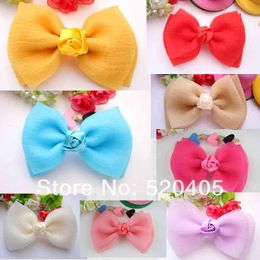 Big super Korea seersucker bow with Mini Rose beauty for hair band kids accessories 50PCS