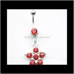 & Bell Button Rings Drop Delivery 2021 D0112 ( 1 ) Red Colour Nice Star Style With Piercing Jewlery Navel Belly Ring Body Jewellery Cuinp