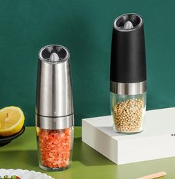 NEWGravity Electric Salt Pepper Grinder, Automatic Mill Battery-Operated with Adjustable Coarseness, LED Light, Kitchen tool ZZE10772