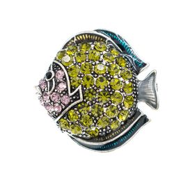 Pins, Brooches Fashion Vintage Style Rhinestone Crystals Tropical Fish Brooch Pins Broach Women Dress Bag Accessories BQ0475