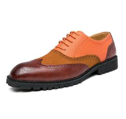 Größe 38~48 Herren-Kleiderschuhe, handgefertigt, Brogue-Stil, Paty-Leder, Hochzeitsstiefel, Jungen, flache Schuhe, Oxfords, formelle Schuhe