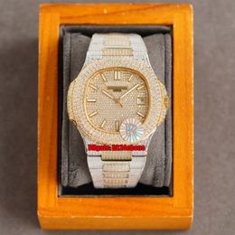 7 Styles Top Quality Watches RRF 40MM Nautilus 5711 Full Diamonds Cal.324 Automatic Mens Watch Pavé Diamond Dial 18k Gold Two-tone Bracelet Gents Sports Wristwatches