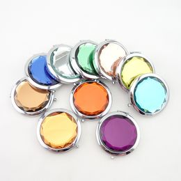 10 Colors Engraved Cosmetic Compact Mirror Crystal Magnifying Bridal Shower Make Up Mirror Wedding Gift for Guests DROP SHIPPING