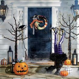 Halloween Decoration Door Wreath Witch Wreath Pumpkin Wreath Pendant Window Door Hanging for Garden Porch Party SuppliesYard Q0812