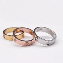 love band ring titanium steel silver rose gold luxury Jewellery for lovers couple rings wedding engagement gift size 5-11 4mm 5mm 6mm