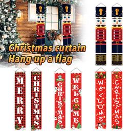 Christmas Decorations Merry Nutcracker Model 180Cm Hanging Banner Porch Sign Year Xmas Home Banners Ornament