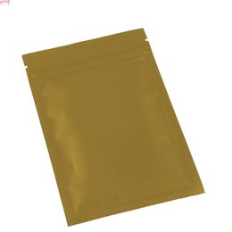 8.5*13cm Colours Heat Sealable Aluminium foil ziplock food candy package bag small 3MIL Flat Bottom gold zip lock 100pcsgoods