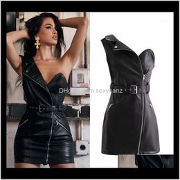 Casual Dresses Apparel Drop Delivery 2021 Summer Womens Clothing European And American Temperament Sexy Shoulder High Waist Lace Up Irregular