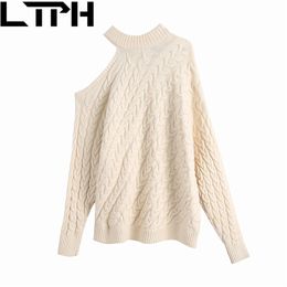 Eight-strand woven Loose women sweaters pullovers Simple Hollow design long sleeve Knitted Sweater Autumn Winter 210427