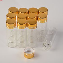 14ml Mini Glass Bottles Aluminium Screw Golden Cap Transparent Clear Liquid Gift Container Wishing Bottle Wedding Jars 100pcshigh qty
