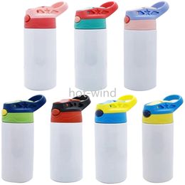New 12oz Sublimation Straight Sippy Cup Flip Top Kids Bottle Stainless Steel Double Wall Water Tumbler With Straw Sippy Bottle EE