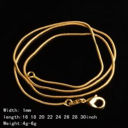 Chains Jewelrychains & Pendants 1Mm Gold Snake Chain Necklace For Women Luxury Diy Jewelry Necklaces Wholesale 16 18 20 22 24 26 28 30 Drop