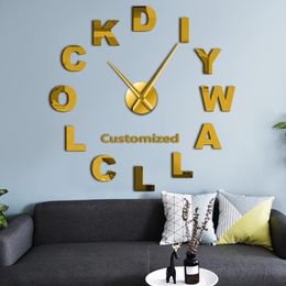 Wanduhren 3D Acryl DIY modern maßgeschneiderte Uhr Reihenfolge Ihres Designs N Persönliches Logo personalisierte Größe einstellbares Kit dekorativ