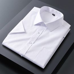 Solid Mens Shirt Summer Short Sleeve Casual Shirts Men Slim Business Work Brand Camisas Ice Silk Formal Chemise Homme 210524