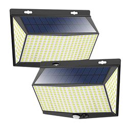 Outdoor Wall Lamps 288 LED Solar Lights Security Motion Sensor With 3 Lighting Modes 270°Wide Angle 2 Packs