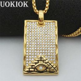 Pendant Necklaces Hip Hop Jewellery Egyptian Necklace Arrival Eye Of Horus Rhinestone Stainless Steel Iced Out Chain Mens Gift