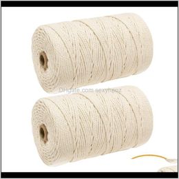 Yarn Clothing Fabric Apparel Drop Delivery 2021 2Pcs Cotton Cord M X 200M Rame Hanging Wall Hangings Plant Hangers Art Diy Handmade Home Deco