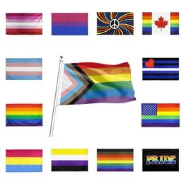 Rainbow Flag 90x150cm Gay Pride Flag Polyester Banner Flags American Banner For Decoration 100pcs T2I51373