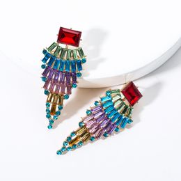 High-quality Korean Colourful Crystal Dangle Earrings Rhinestone Handmade Drop Earring Jewellery Accessories For Women