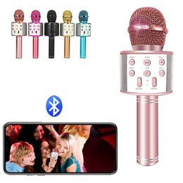 Top Quality WS-858 Bluetooth Wireless Microphone Handheld Karaoke Mic with USB Cahrging KTV Player Record Music For Party Singing Kids Toys