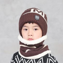 Thicken Woolen Hat Children Plus Cashmere Baby Winter Warm Two-piece Boy Girl Bib 2pcs Suit Cycling Caps & Masks