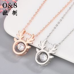 Sterling Silver Jewelry S925 all the way deer has your necklace lesbian elk horn clavicle chain smart pendant net red