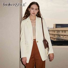 Minimalist Casual Blazer For Women Notched Long Sleeve OL Solid Blazers Female Fashion Clothing Spring 210524