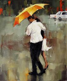 Lovers in the rain Home Decor Huge Oil Painting On Canvas Handcrafts /HD Print Wall Art Pictures Customization is acceptable 21060901