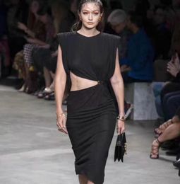 Summer bodycon women designer dresses fashion sleeveless hollow out slim female dress
