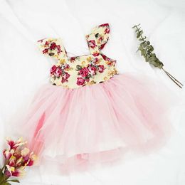 Easter Baby Girl Dress Floral Gauze Flare Sleeve Princess Dresses Clothes 0-3Y E039 210610