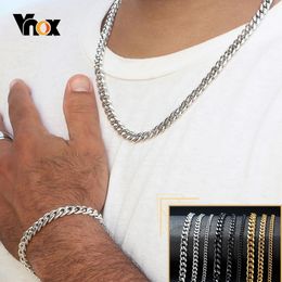 18-70cm Curb Chain Necklaces 3-11mm Men's Miami Cuban Link Classic Punk Heavy Metal Stainless Steel Long Women Necklace