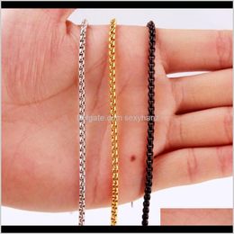 Chains Necklaces & Pendants Jewelrygranny Chic 7-40 Inch Width M Gold Black Stainless Steel Round Box Link Chain Never Fade Waterproof Whole