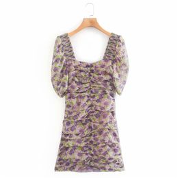 Summer Women Sexy Pencil Dress Short Sleeve Floral Print Slash neck Pleated Mini es Female Street Cloth vestido 210513