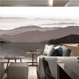 Wallpapers Milofi Large-scale Wallpaper Mural Custom 3D Chinese Style Artistic Mood Ink Landscape Background