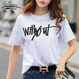 Summer Ladies Clothing Casual Short Sleeve T Shirt Korean fashion tops short sleeve shirt Feminina loose 4516 50 210521