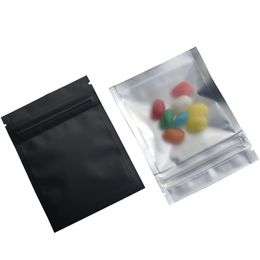 Matte Black / Clear Front Zipper Bags Resealable Zip Aluminium Foil Plastic Bag Food Grocery Packing Mylar Foil Bag