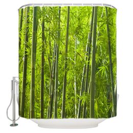 bosque de bambú exótica M&W DAS DESIGN Cortina de ducha de bambú textil incluye 12 anillas en C peso inferior 180 x 180 cm hojas de bambú de colores ancho x alto resistente al moho verde
